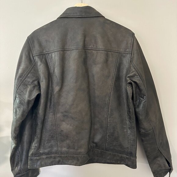 Lucky Brand- Vintage Leather Trucker Jacket - Picture 2 of 5